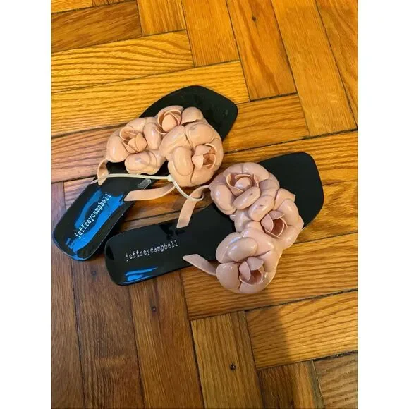 New Jeffrey Campbell Floralee Pink Jelly Thong Flip Flops Sandals Size 8 - Picture 4 of 5
